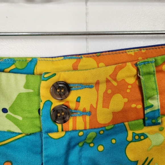 Loudmouth Womens Short Shorts Sz 0 Drop Cloth Paint Splatters Golf Golfing - Picture 2 of 10